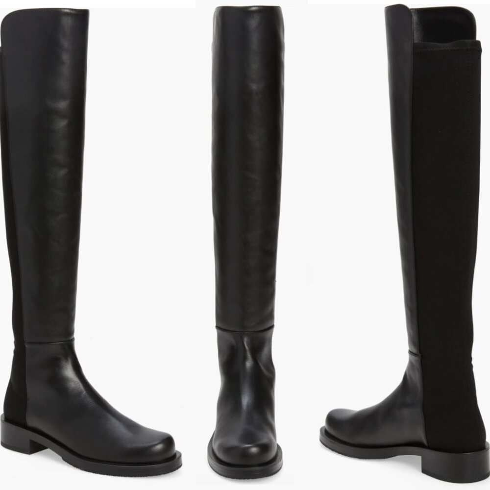 LIKE NEW - Stuart Weitzman - Black Leather Over the Knee Boot - Women 7